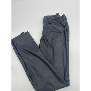 Faux Leather Leggings Elastic Waist Band One Size Stretchy Leggings Faux Pockets